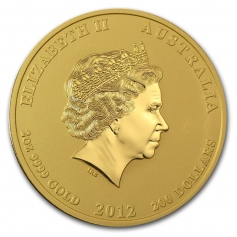 Золотая монета 200 долларов "Лунар-2" Год Дракона 2012 год 2 унции