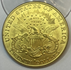 Золотая монета "ГОЛОВА СВОБОДЫ" ОРЕЛ 20 долларов, 1901г. США